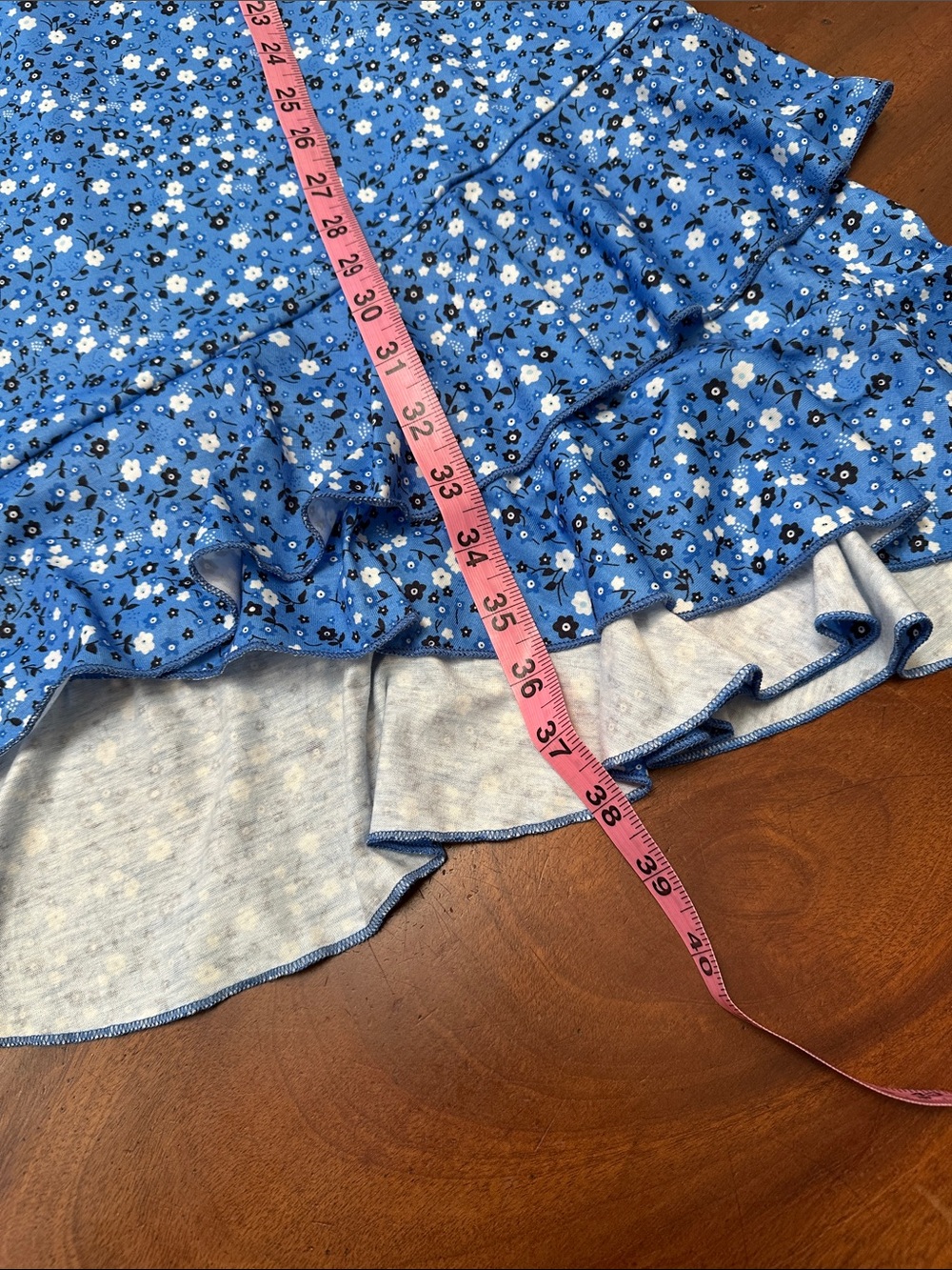 Sleeveless Blue Floral Midi Dress with Ruffle Hem - Picture 10 of 12